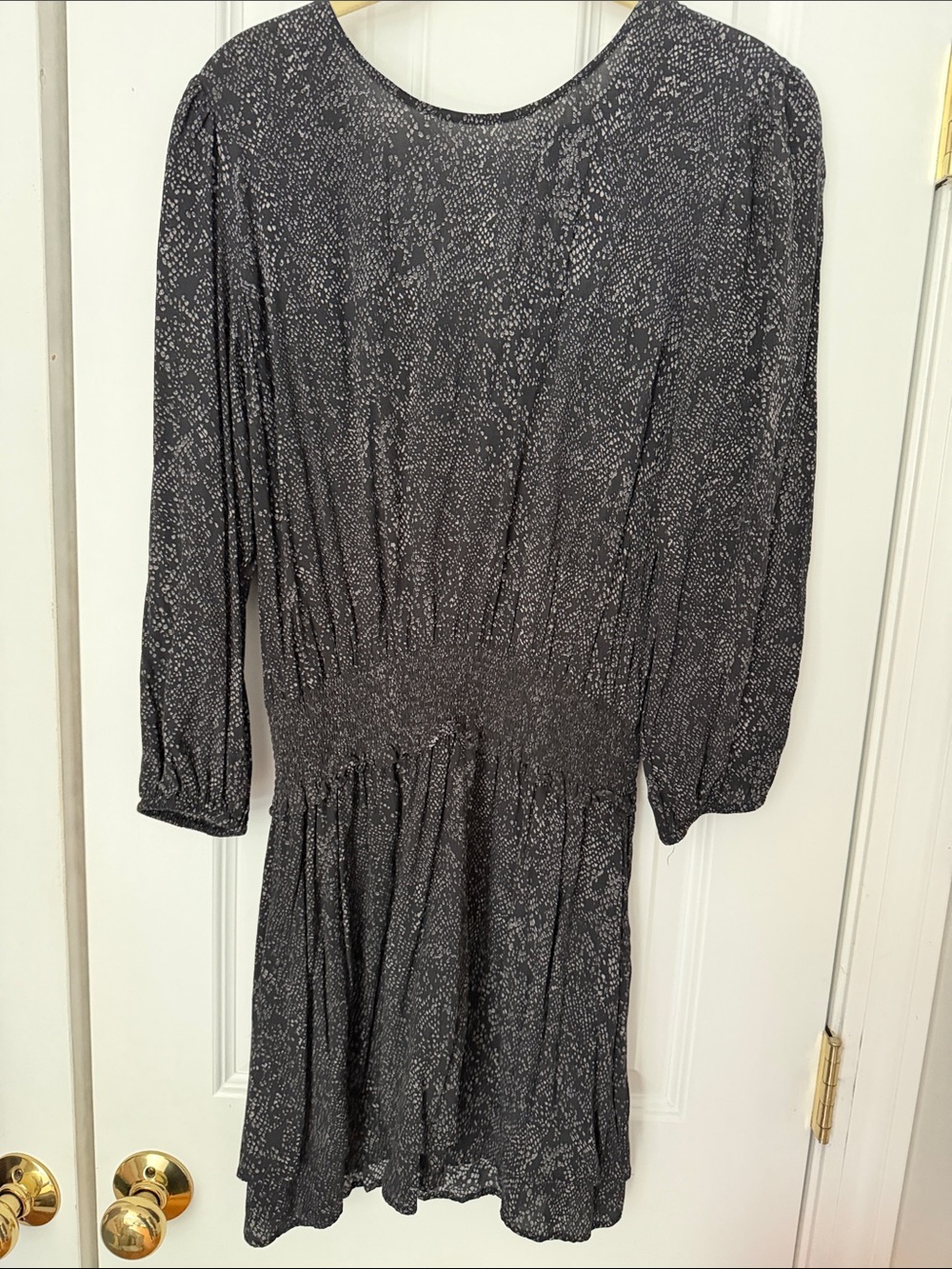 Rails Black Gray snake print Long Sleeve Mini Dress L